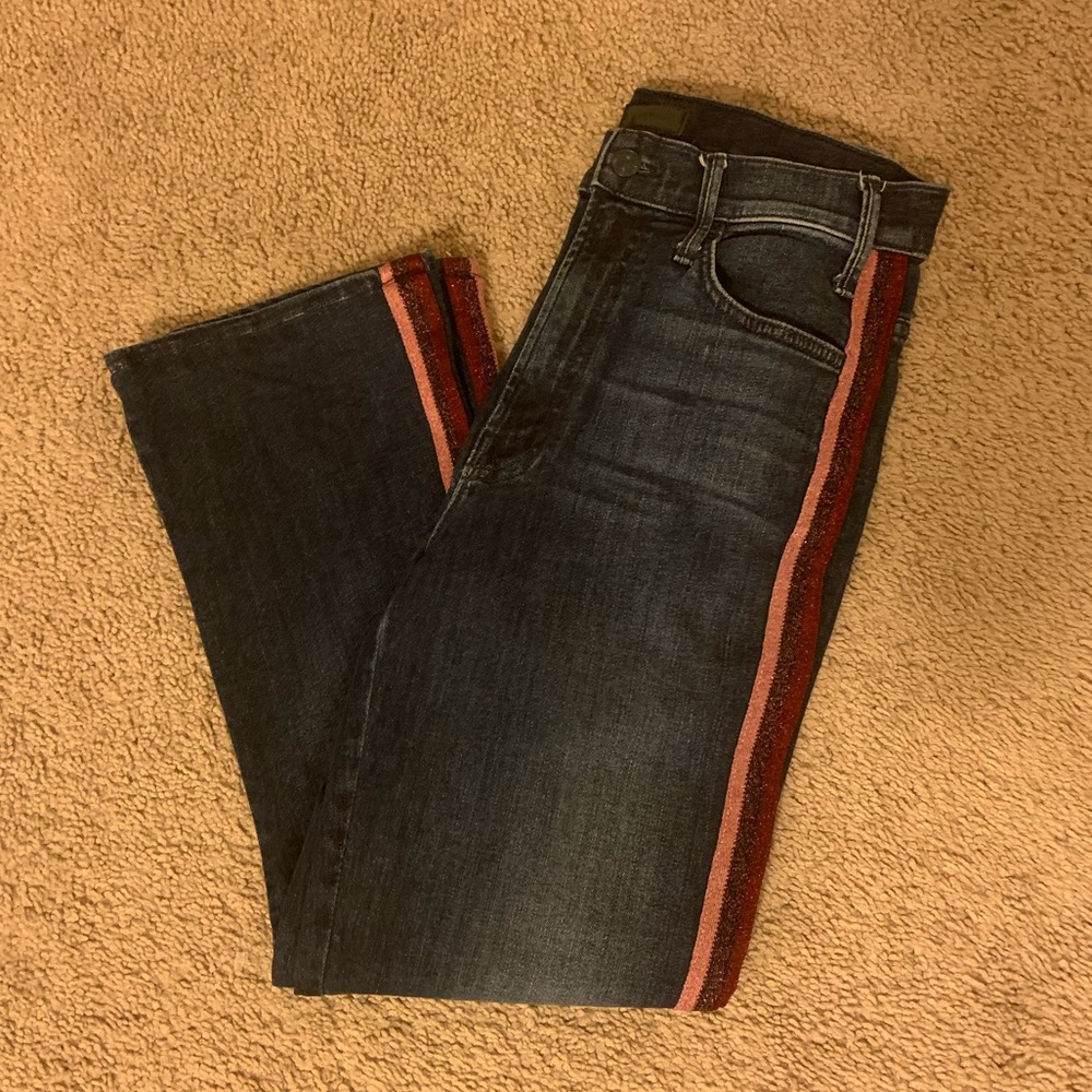 mother denim hustler ankle- here kitty, kitty glitter racer